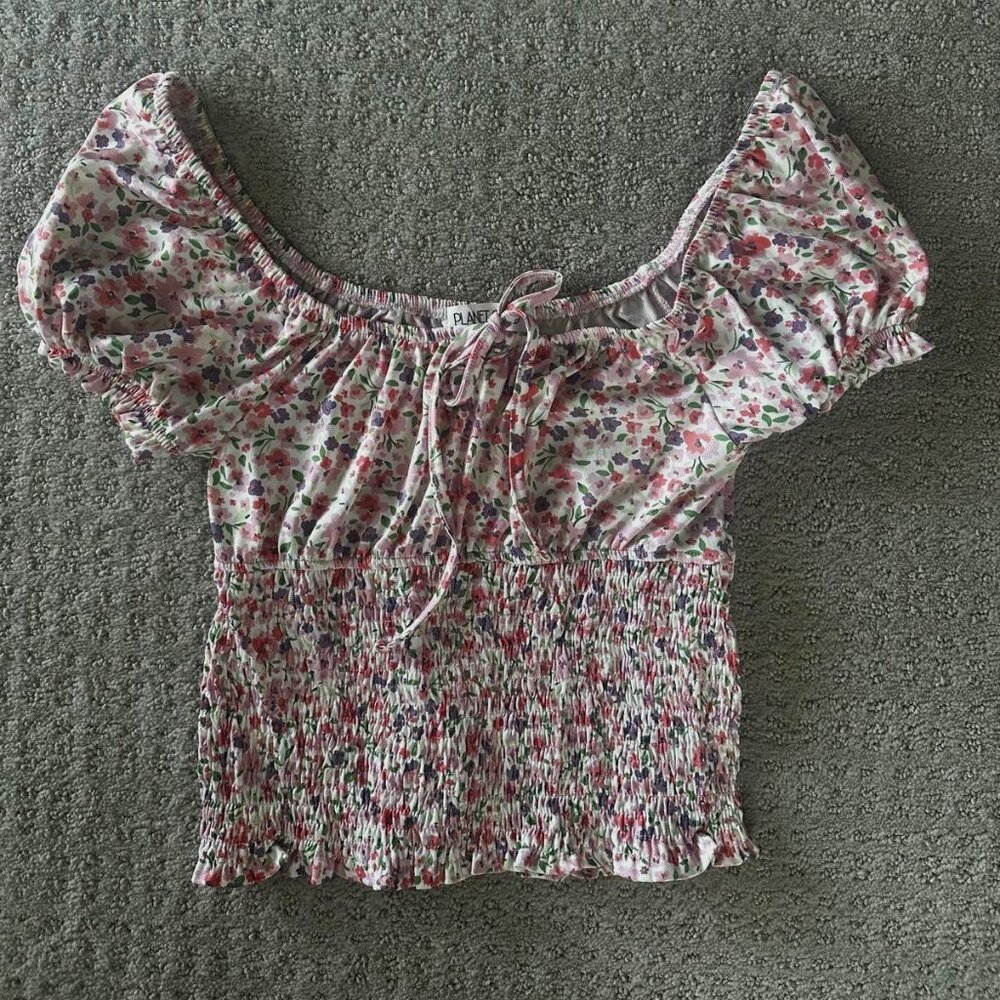 Women's Planet Gold XS Floral Blouse